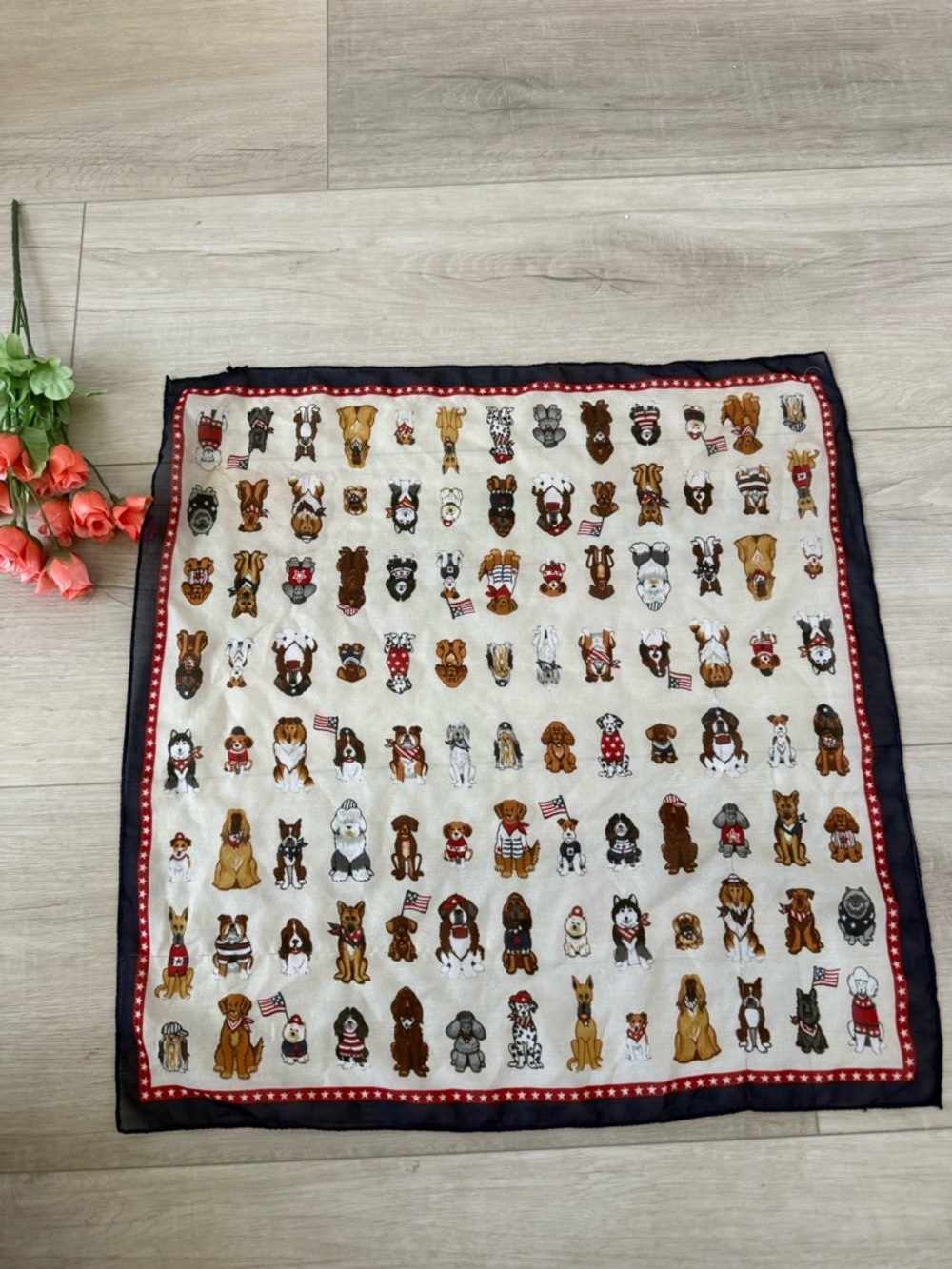 Vintage dog scarf American preppy chic patriotic - Picture 4 of 5